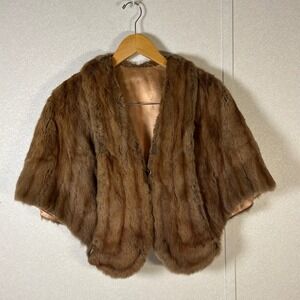 vintage 1950's/1960's brown short cropped mink fur shawl luxurious capelet